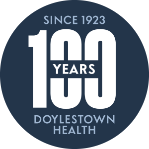 Doylestown Health 100 years anniversary badge